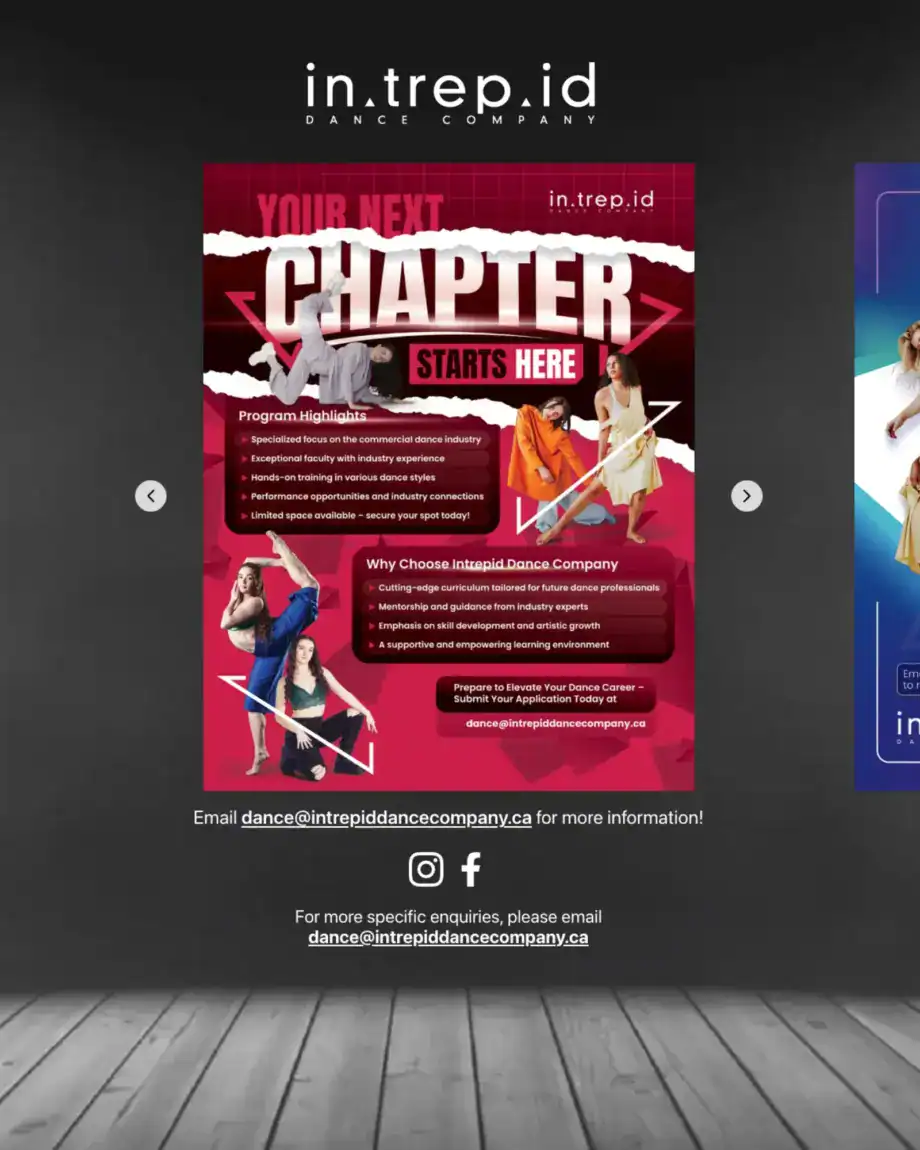 Screenshot of the intrepiddancecompany.ca homepage