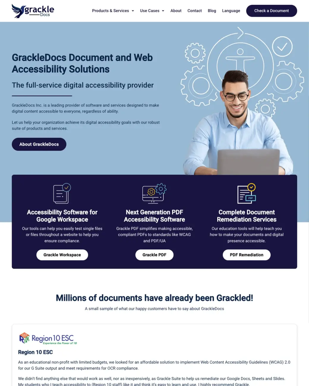 Screenshot of the grackledocs.com Homepage