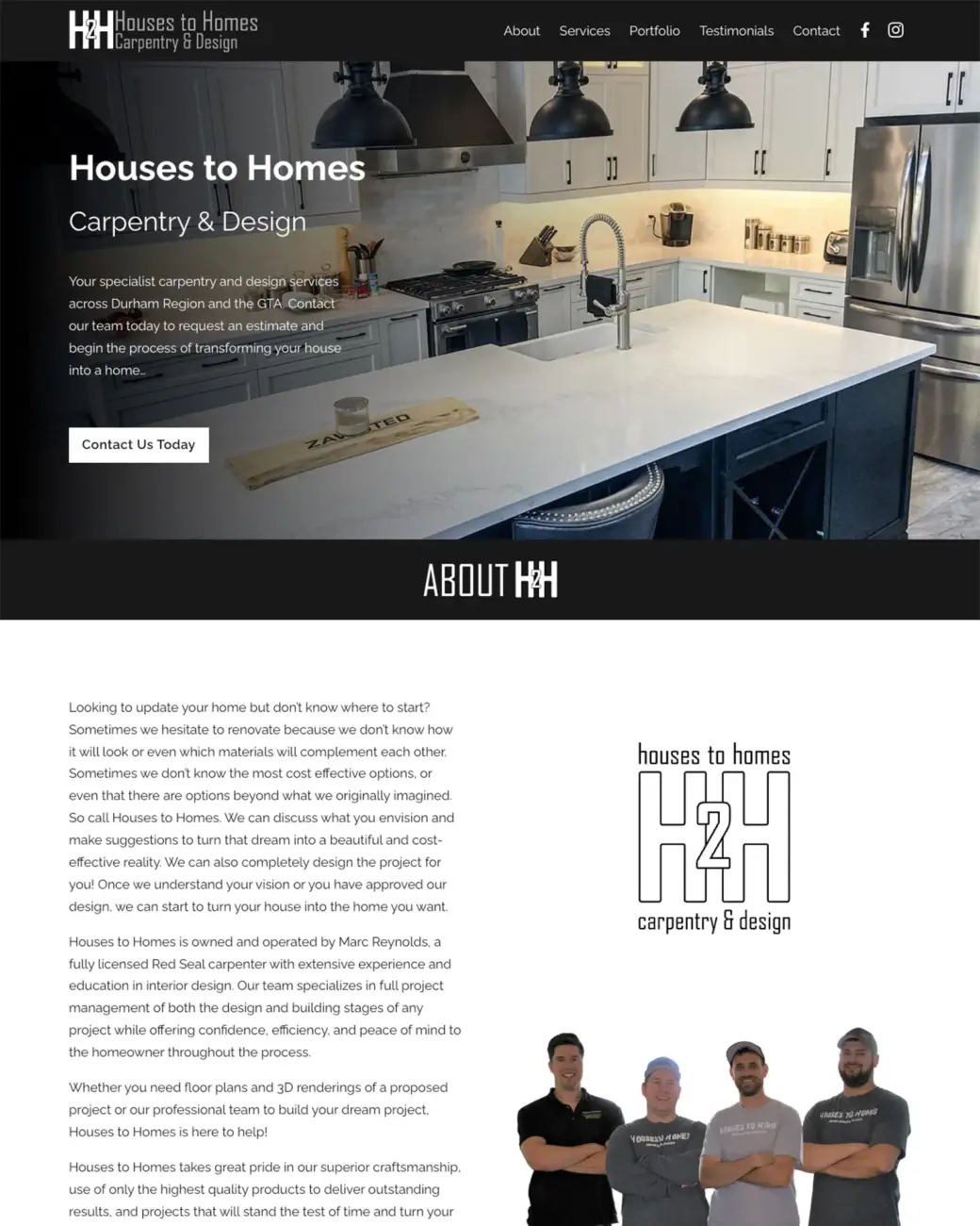 Screenshot of housestohomes.ca Homepage